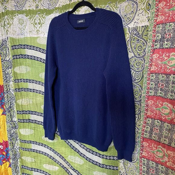 NAADAM Navy Blue Merino Wool/ Cashmere Blend Ribbed Mockneck Sweater Size Medium - Picture 9 of 16